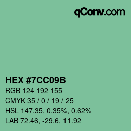 Color code: HEX #7CC09B | qconv.com