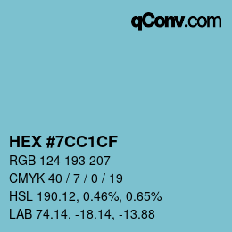 カラーコード: HEX #7CC1CF | qconv.com