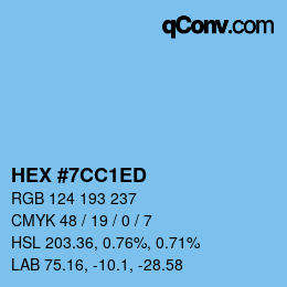 カラーコード: HEX #7CC1ED | qconv.com