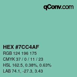 Color code: HEX #7CC4AF | qconv.com