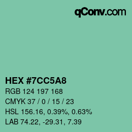 颜色代码: HEX #7CC5A8 | qconv.com
