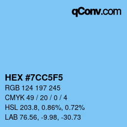 カラーコード: HEX #7CC5F5 | qconv.com