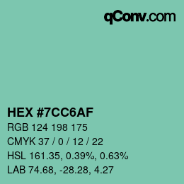 Código de color: HEX #7CC6AF | qconv.com