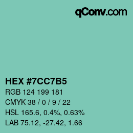 颜色代码: HEX #7CC7B5 | qconv.com