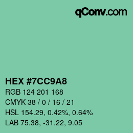 Color code: HEX #7CC9A8 | qconv.com