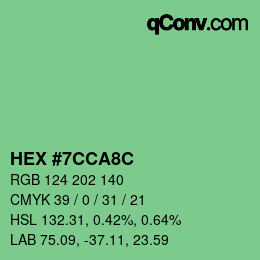 カラーコード: HEX #7CCA8C | qconv.com