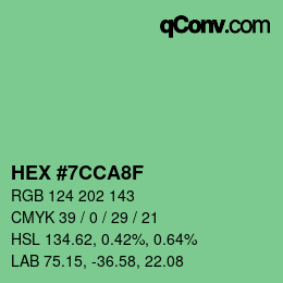 カラーコード: HEX #7CCA8F | qconv.com