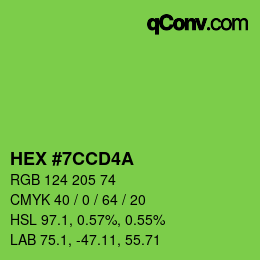 Color code: HEX #7CCD4A | qconv.com