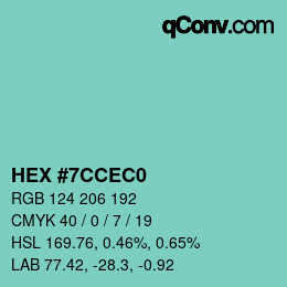 Color code: HEX #7CCEC0 | qconv.com