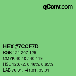 Color code: HEX #7CCF7D | qconv.com
