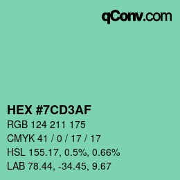 Color code: HEX #7CD3AF | qconv.com
