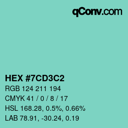 Color code: HEX #7CD3C2 | qconv.com