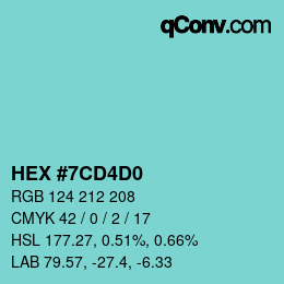 Color code: HEX #7CD4D0 | qconv.com