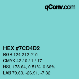 Color code: HEX #7CD4D2 | qconv.com