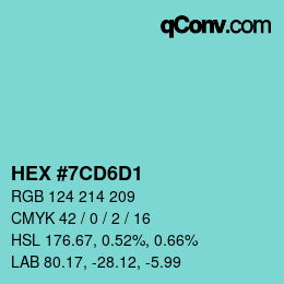 Color code: HEX #7CD6D1 | qconv.com