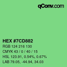Farbcode: HEX #7CD882 | qconv.com