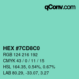 カラーコード: HEX #7CD8C0 | qconv.com