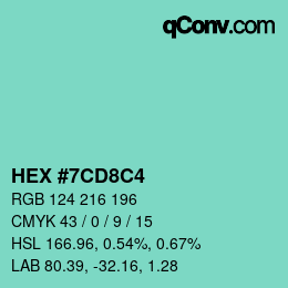 Color code: HEX #7CD8C4 | qconv.com