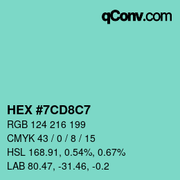 Color code: HEX #7CD8C7 | qconv.com