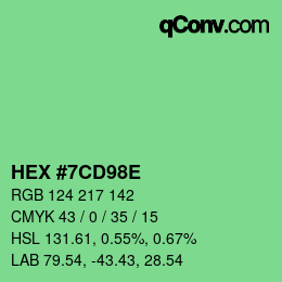 Color code: HEX #7CD98E | qconv.com
