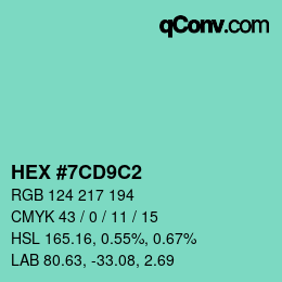 Color code: HEX #7CD9C2 | qconv.com