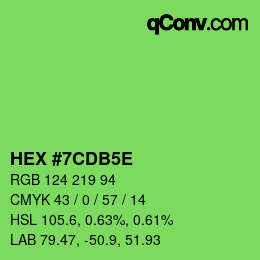 Color code: HEX #7CDB5E | qconv.com