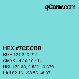 Color code: HEX #7CDCDB | qconv.com