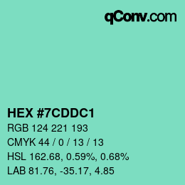 カラーコード: HEX #7CDDC1 | qconv.com