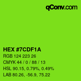 Color code: HEX #7CDF1A | qconv.com