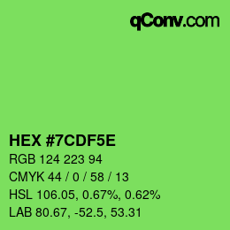 颜色代码: HEX #7CDF5E | qconv.com