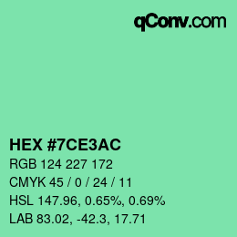 Color code: HEX #7CE3AC | qconv.com