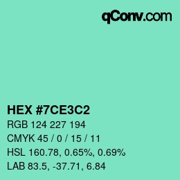 Color code: HEX #7CE3C2 | qconv.com