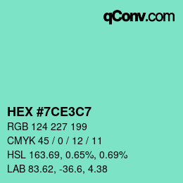 Color code: HEX #7CE3C7 | qconv.com