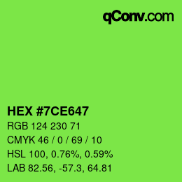 Farbcode: HEX #7CE647 | qconv.com