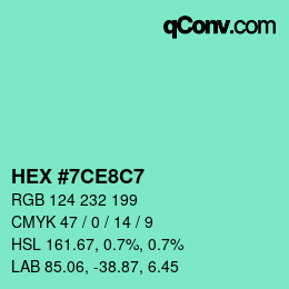 Color code: HEX #7CE8C7 | qconv.com