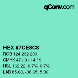 Color code: HEX #7CE8C8 | qconv.com