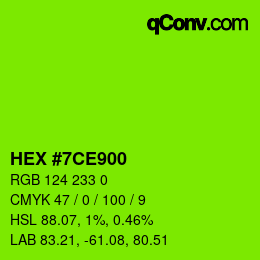 カラーコード: HEX #7CE900 | qconv.com