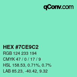 Color code: HEX #7CE9C2 | qconv.com
