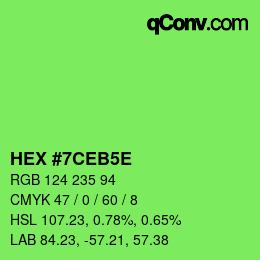 Code couleur: HEX #7CEB5E | qconv.com