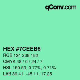 カラーコード: HEX #7CEEB6 | qconv.com