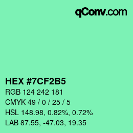 カラーコード: HEX #7CF2B5 | qconv.com