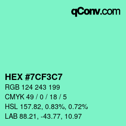 Color code: HEX #7CF3C7 | qconv.com