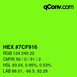 カラーコード: HEX #7CF916 | qconv.com