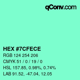 Color code: HEX #7CFECE | qconv.com