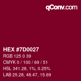 Color code: HEX #7D0027 | qconv.com