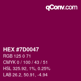颜色代码: HEX #7D0047 | qconv.com