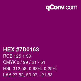 Farbcode: HEX #7D0163 | qconv.com