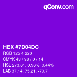 颜色代码: HEX #7D04DC | qconv.com