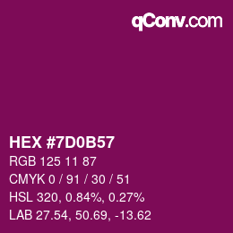 カラーコード: HEX #7D0B57 | qconv.com