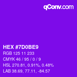 Color code: HEX #7D0BE9 | qconv.com